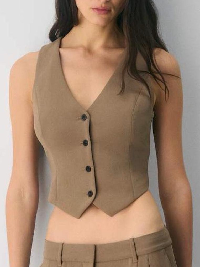 Aritzia Wilfred Collection Pacino Vest - Crepette In Folio Brown. Size 4.